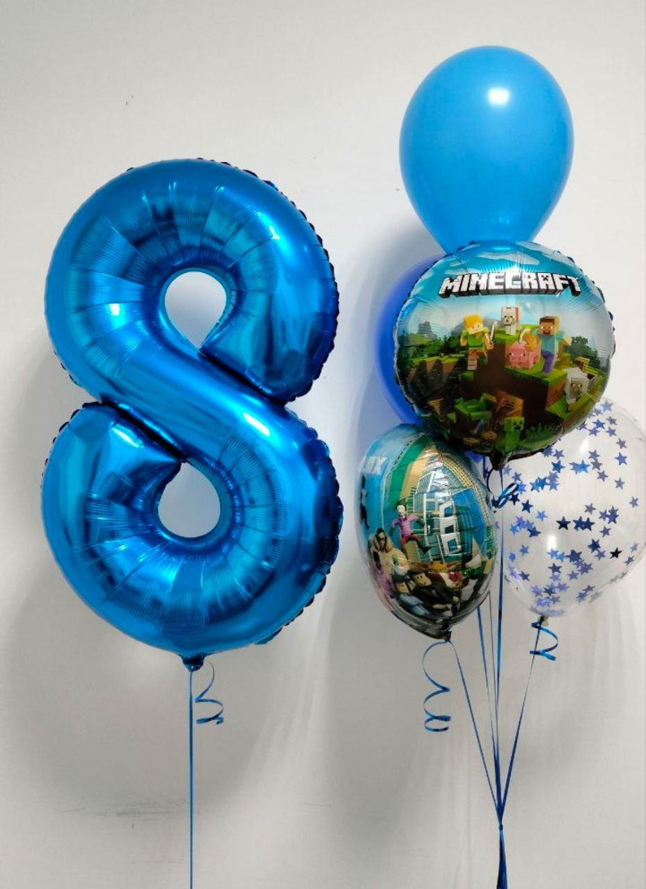 В стиле майнкрафт. Синий